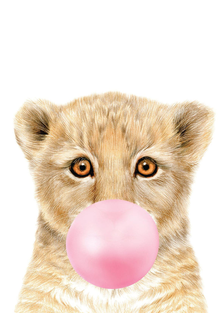 Bubble Gum Lion (Pink) - Canvas Print-Ma Petite