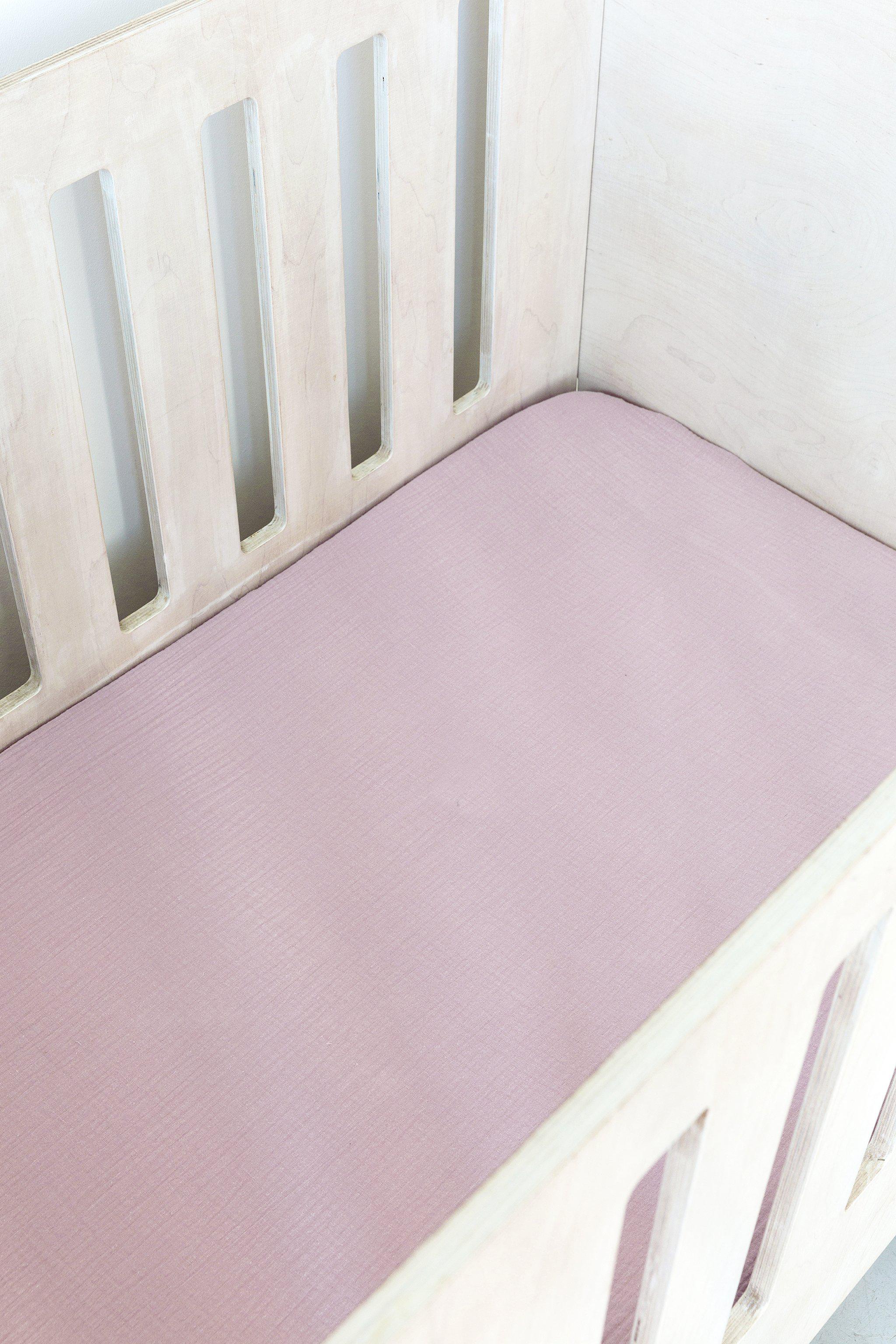 Dusty Pink Muslin Cot Fitted Sheet – Ma Petite - Main Image