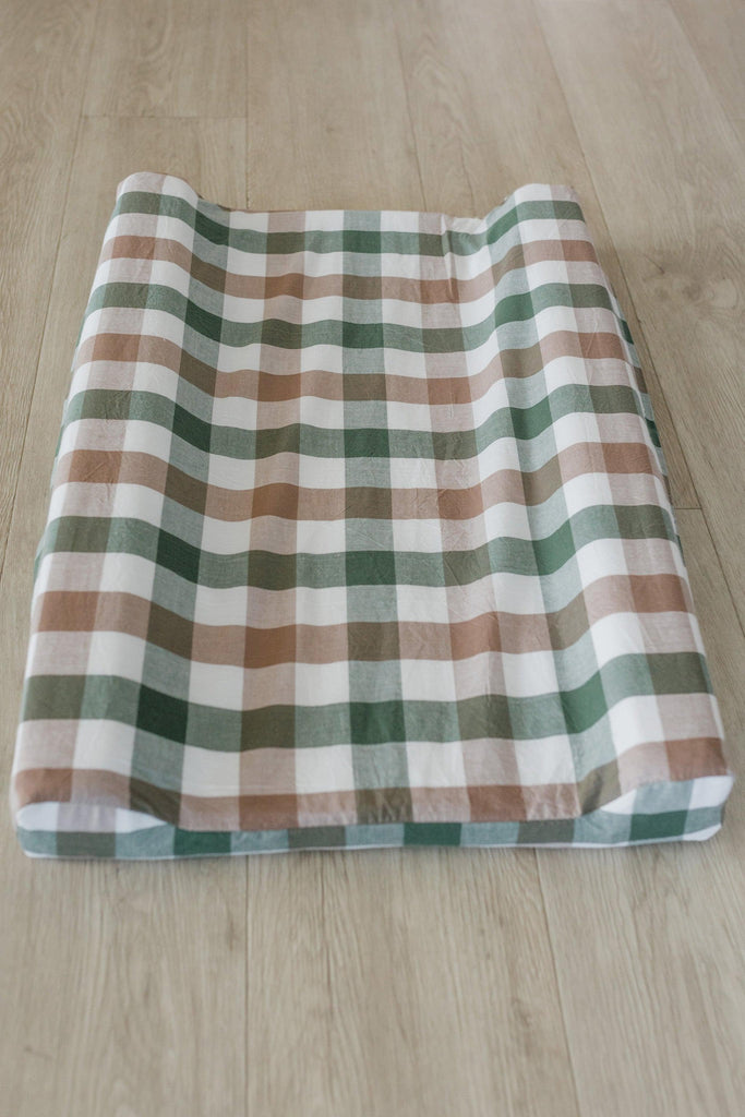 Earthly Check, Cotton Changing Mat Cover-Changing Mat Cover-Ma Petite