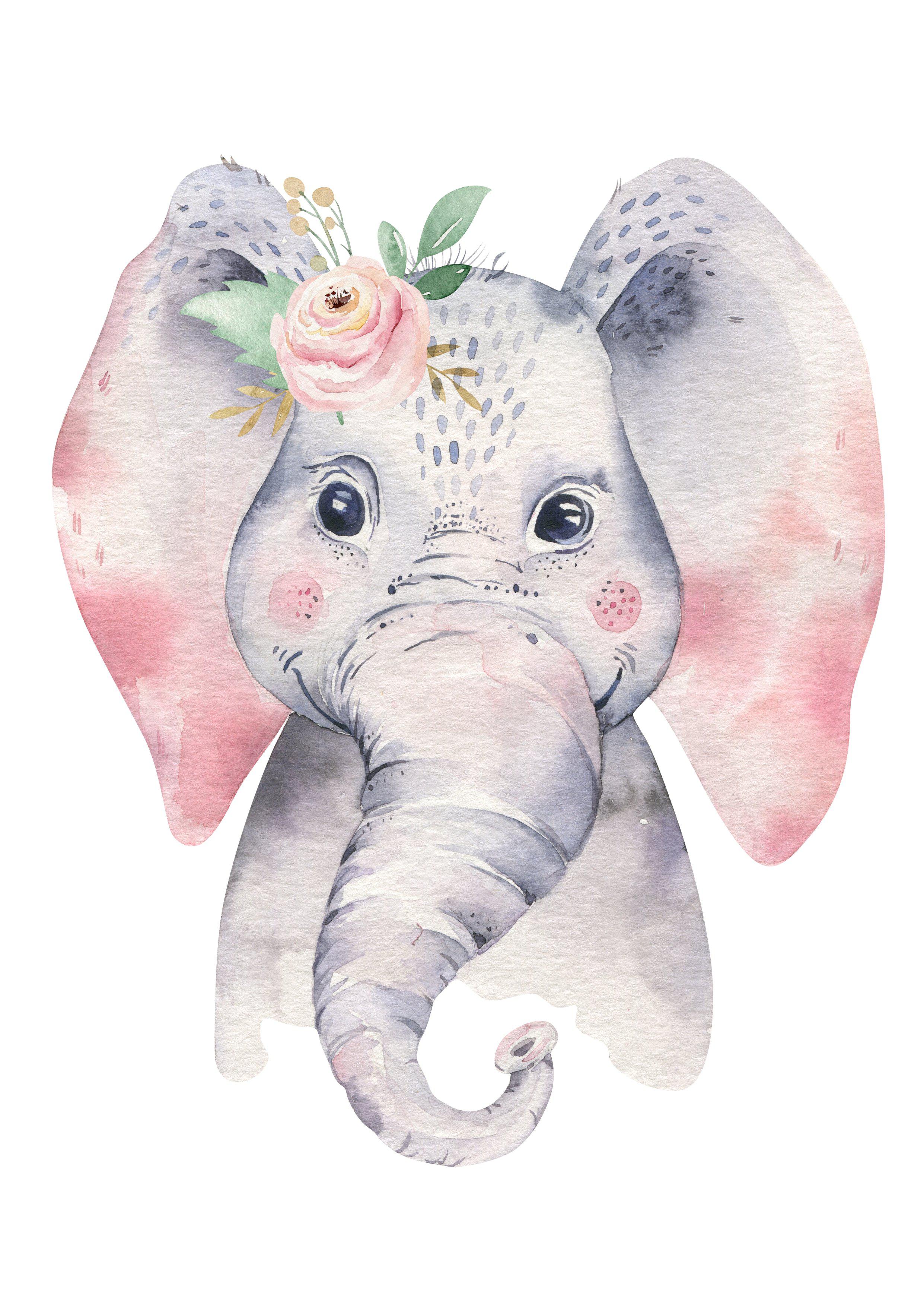 Floral Elephant Wall Art Print Ma Petite