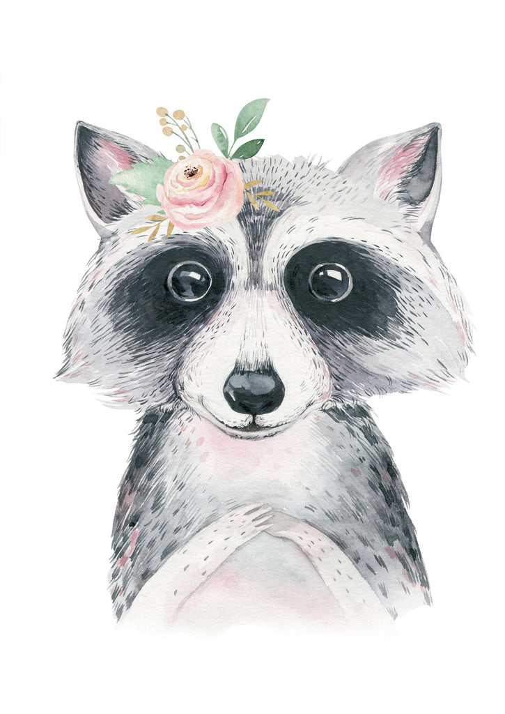 Floral Raccoon - Wall Art Print