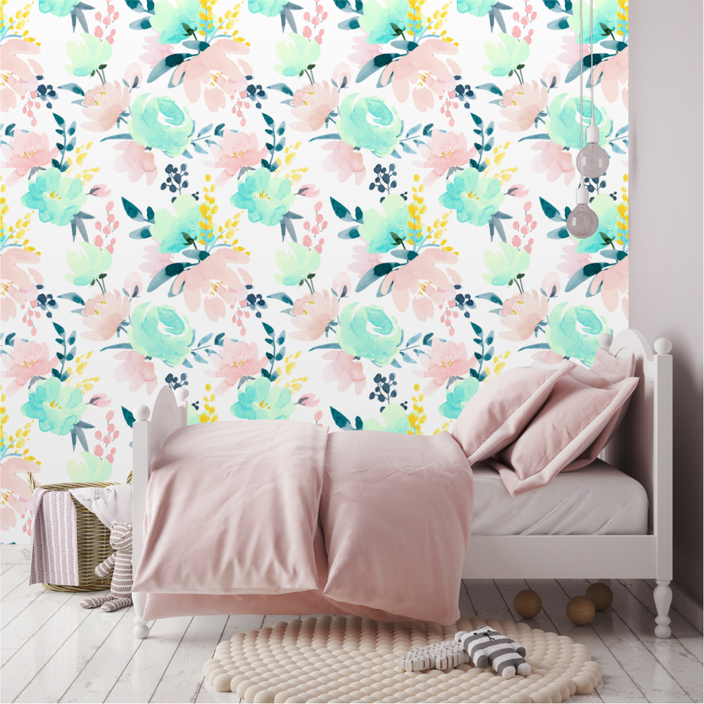 Flat Colorful Leaves Wallpaper  Removable Wallpaper Peel and Stick Wa   ONDECORCOM