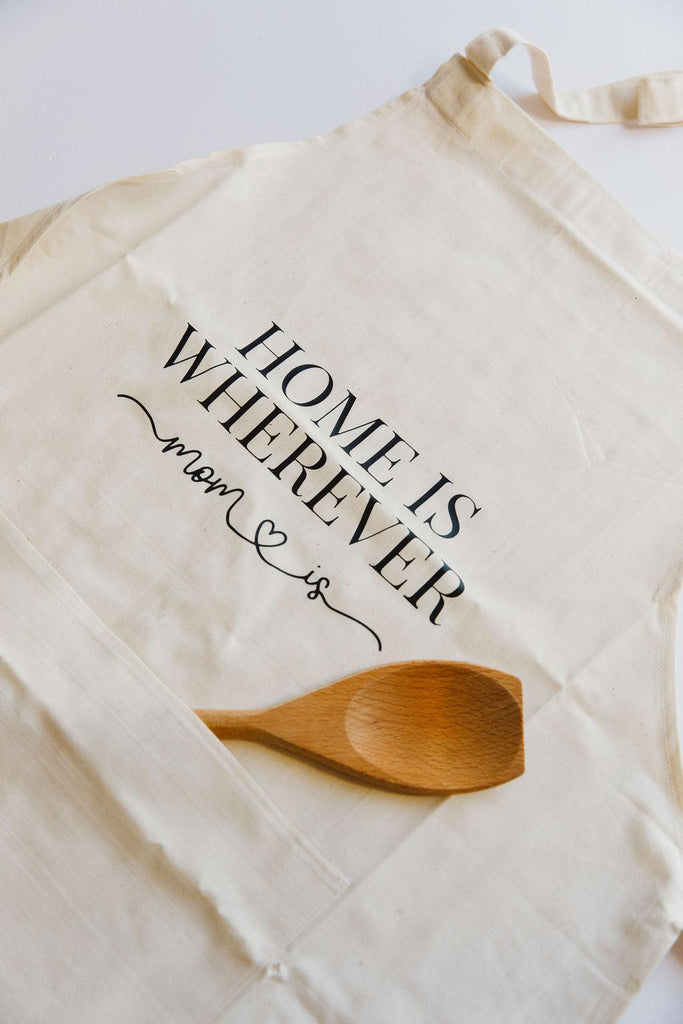"Home is whereever mom is" Adult Apron-Aprons-Ma Petite