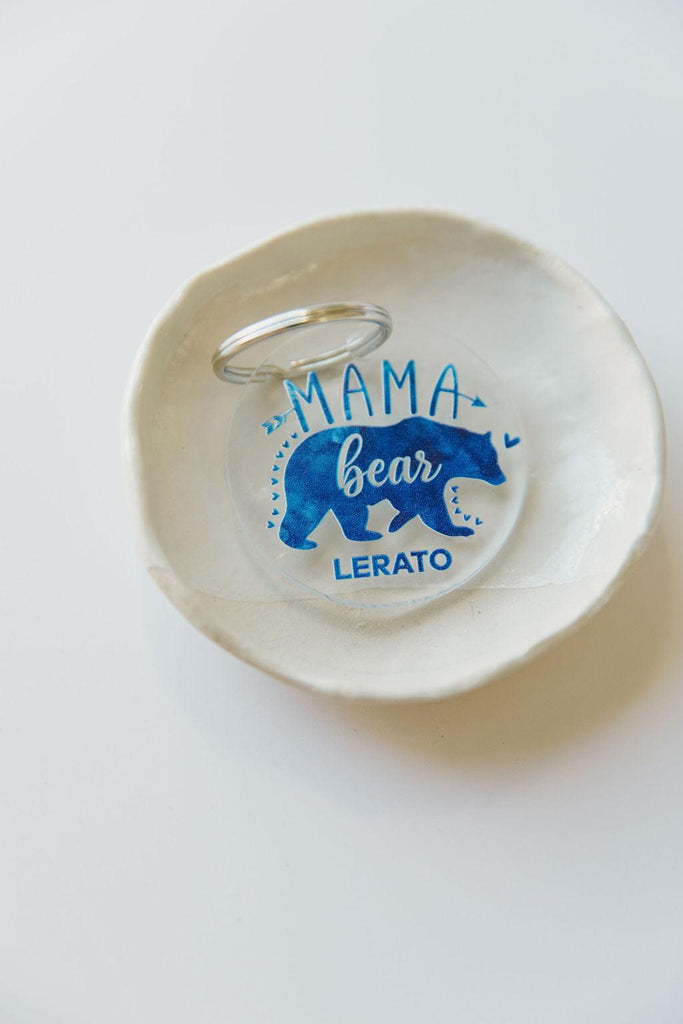 Mama Bear Acrylic Key Ring - Blue-Ma Petite