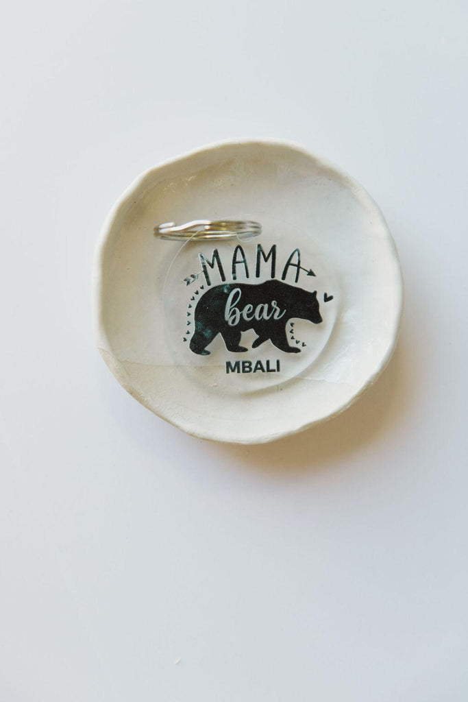 Mama Bear Acrylic Key Ring - Charcoal-Ma Petite