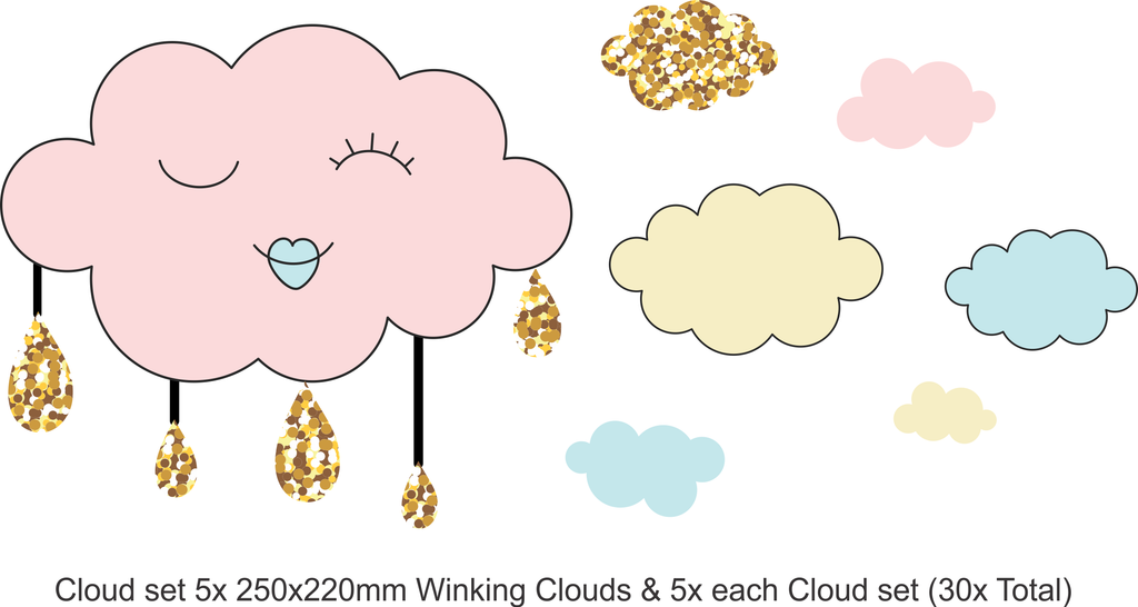Pastel Gold cloud wall stickers-Ma Petite