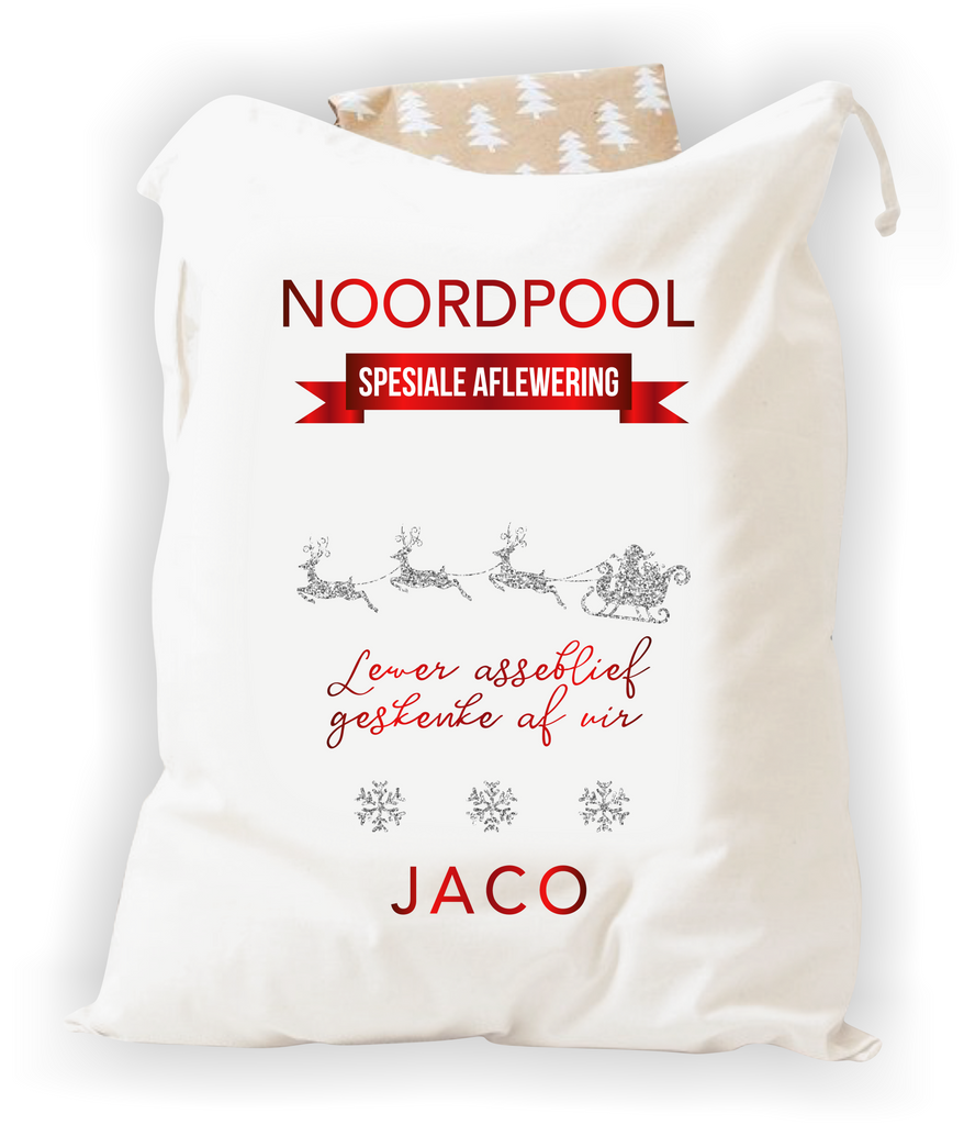Personalised Christmas Bags - Glitter Print (Afrikaans)