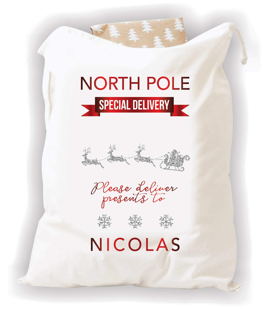 Personalised Christmas Bags - Glitter Print