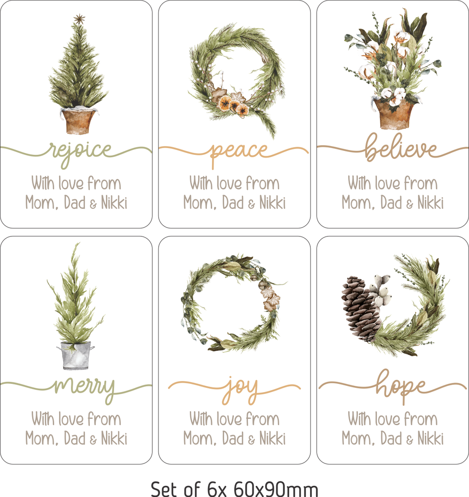Personalised Christmas Gift Stickers - Festive Greenery-Ma Petite