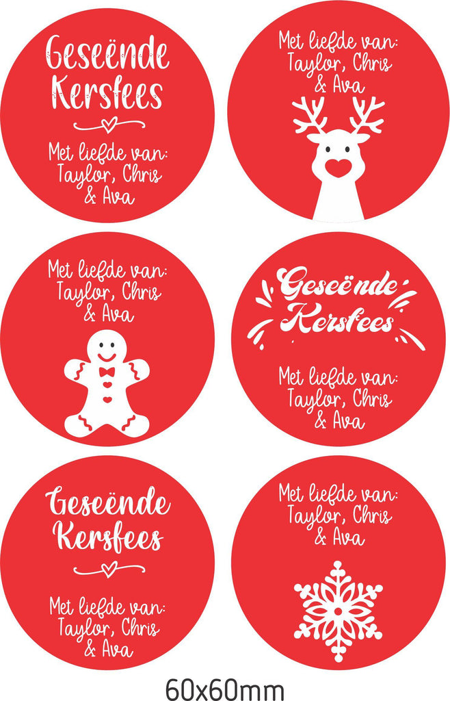 Personalised Christmas Gift Stickers - Red Christmas-Ma Petite