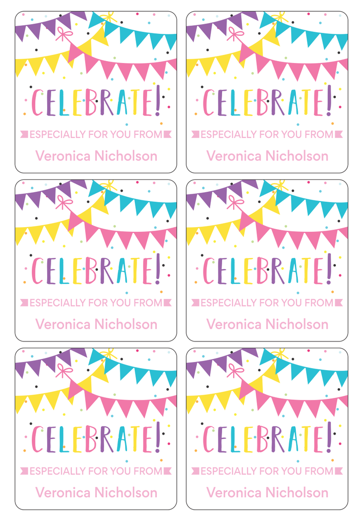 Personalised Gift Stickers - Celebrate (Pink)-gift stickers-Ma Petite