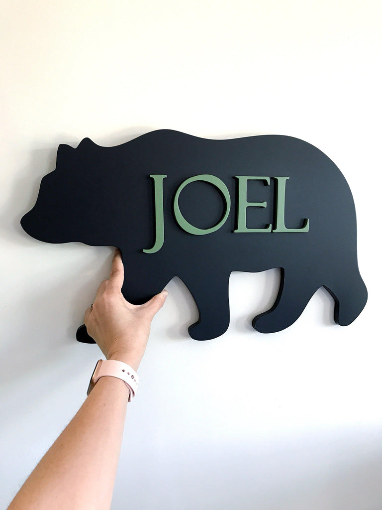 Personalised Wooden Bear Name Plaque
