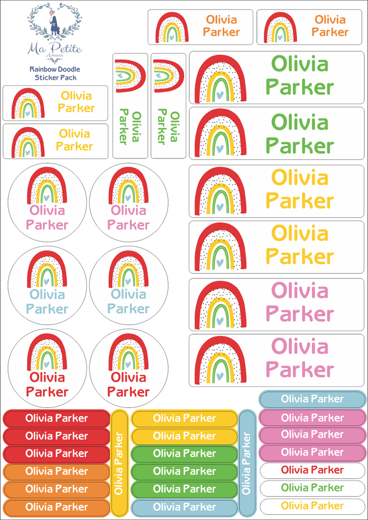 School labels : Bright Rainbows theme-Ma Petite