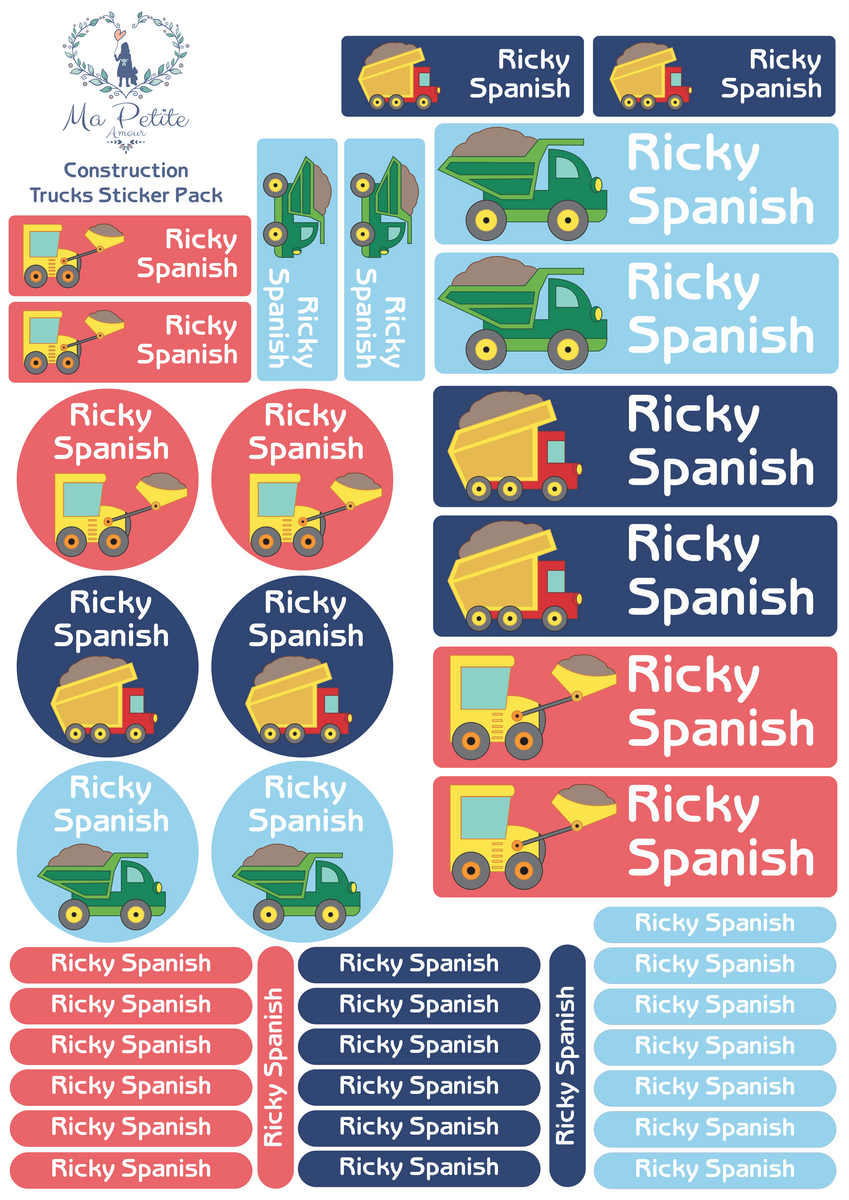 School labels : Construction theme – Ma Petite