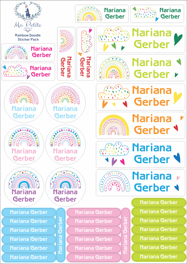 School labels : Rainbow Doodle Theme