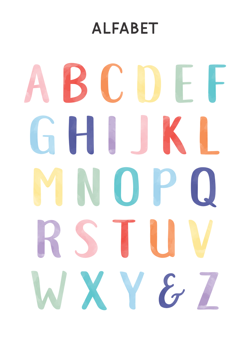Watercolour Alphabet Afrikaans - Canvas Print – Ma Petite