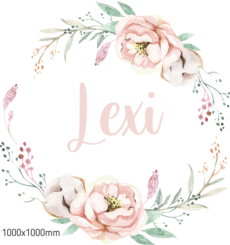 Watercolour Floral Wreath wall sticker (Personalised)