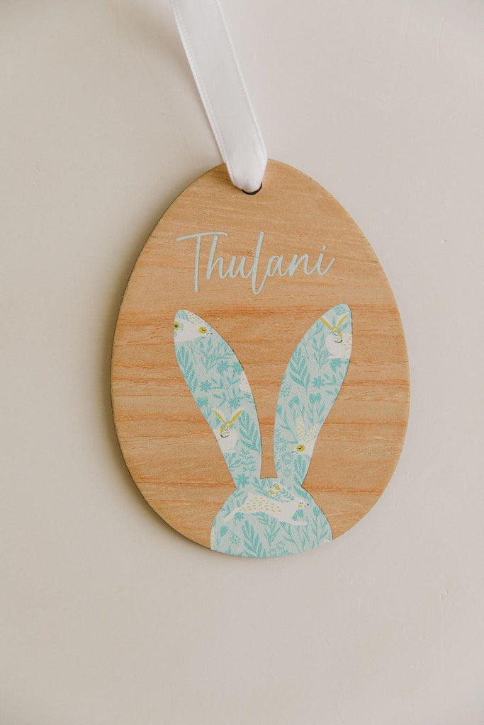 Wooden Easter Tag - Blue Bunny-Ma Petite