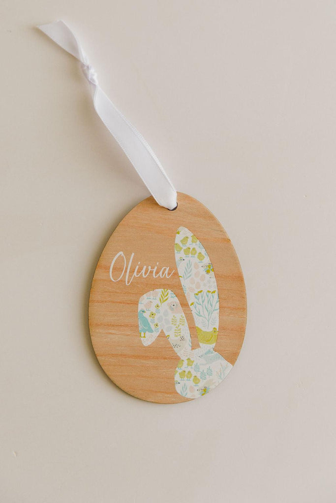 Wooden Easter Tag - White Bunny-Ma Petite