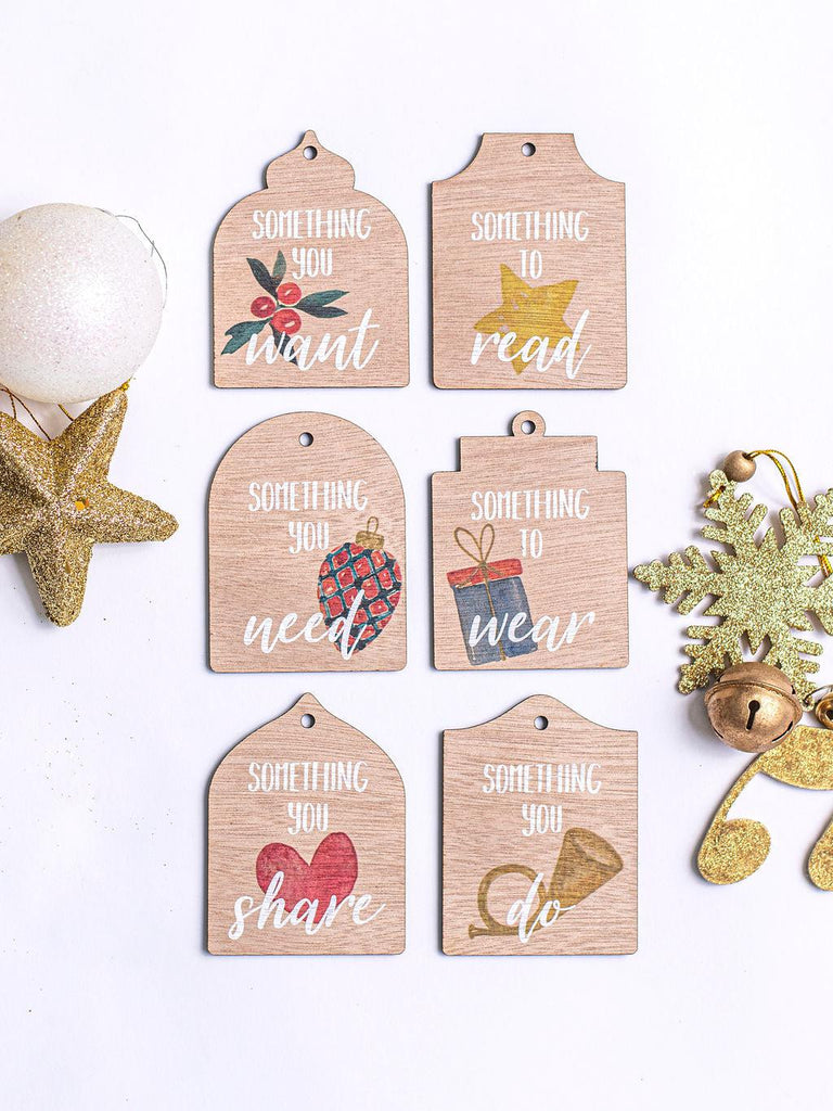 Wooden Gift Tags (pack of 60 - Printed-Seasonal & Holiday Decorations-Ma Petite