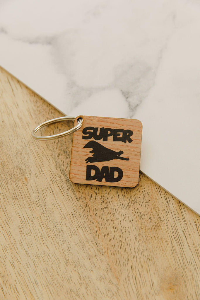 Wooden Key Ring - Super Dad