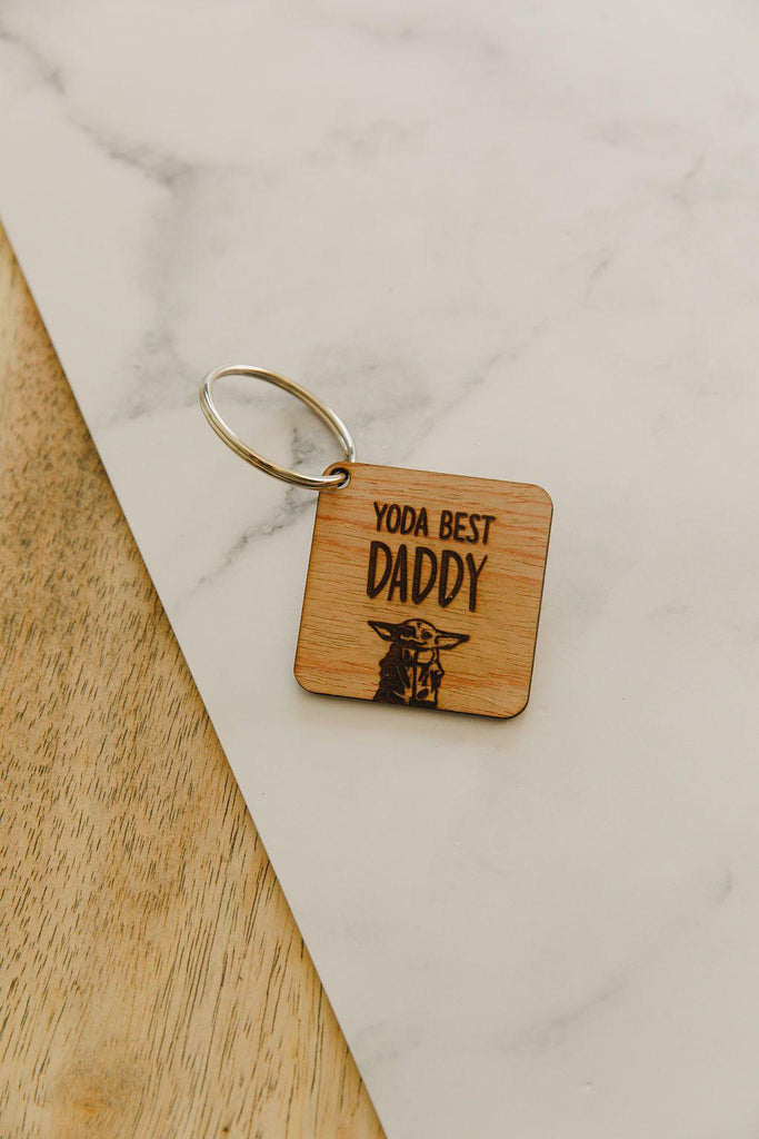 Wooden Key Ring - Yoda Best Daddy